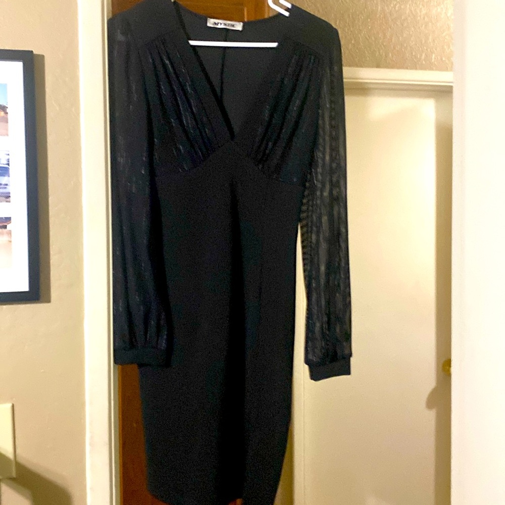 Beautiful black dress with silver accents.